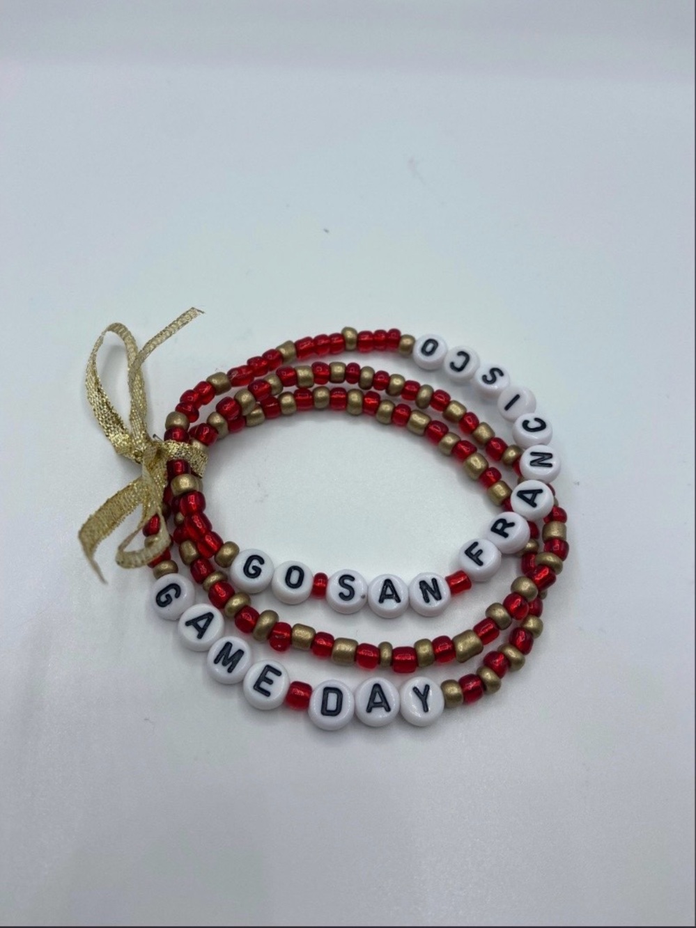 Game Day San Francisco Red & Gold Beaded Stretch Bracelet Set
